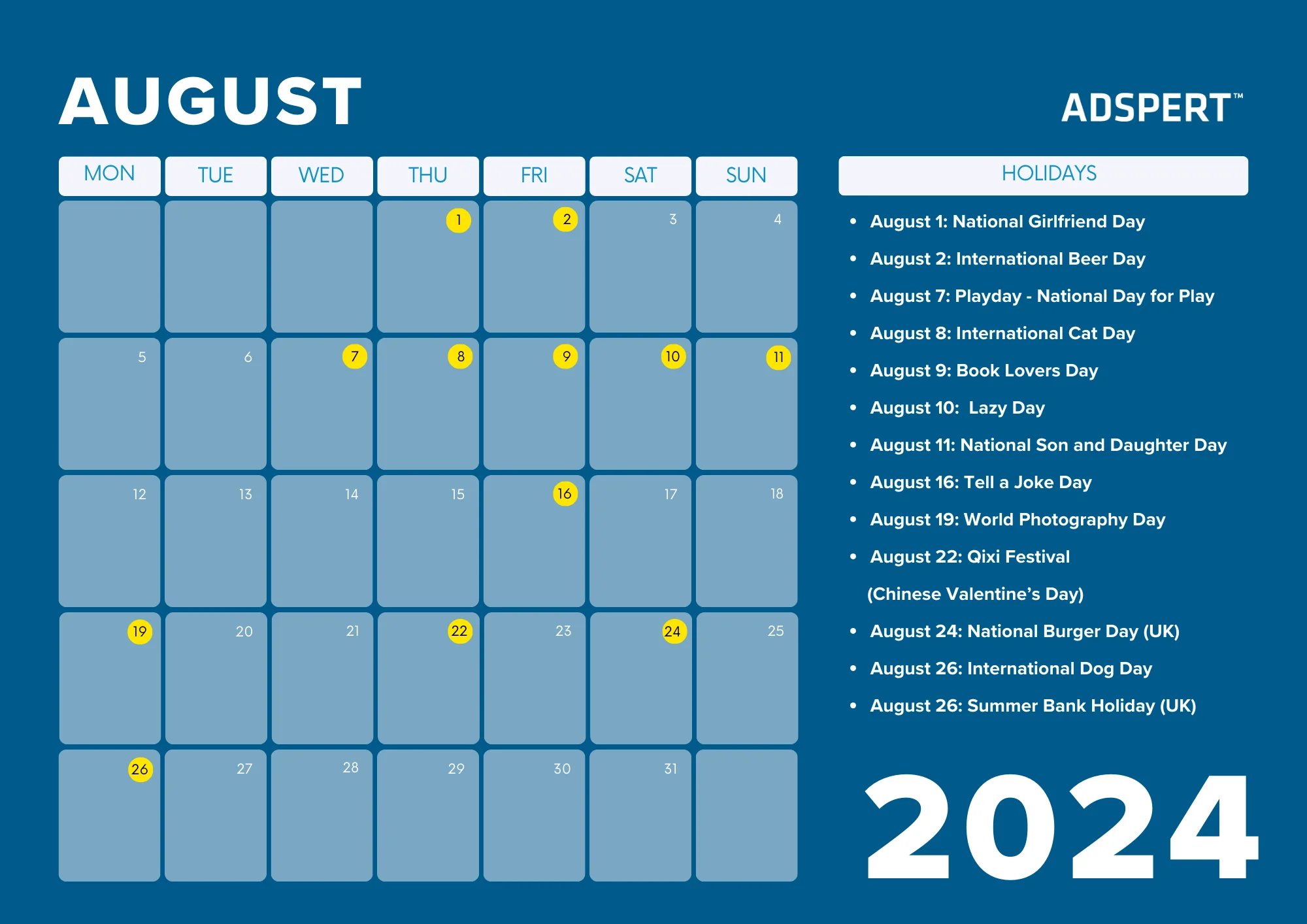 August Retail Calendar 2024