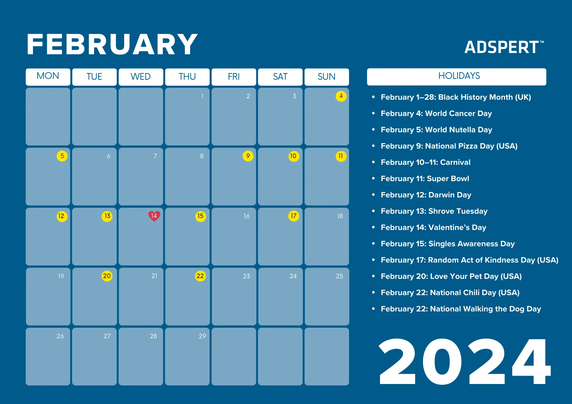 February Retail Calendar 2024