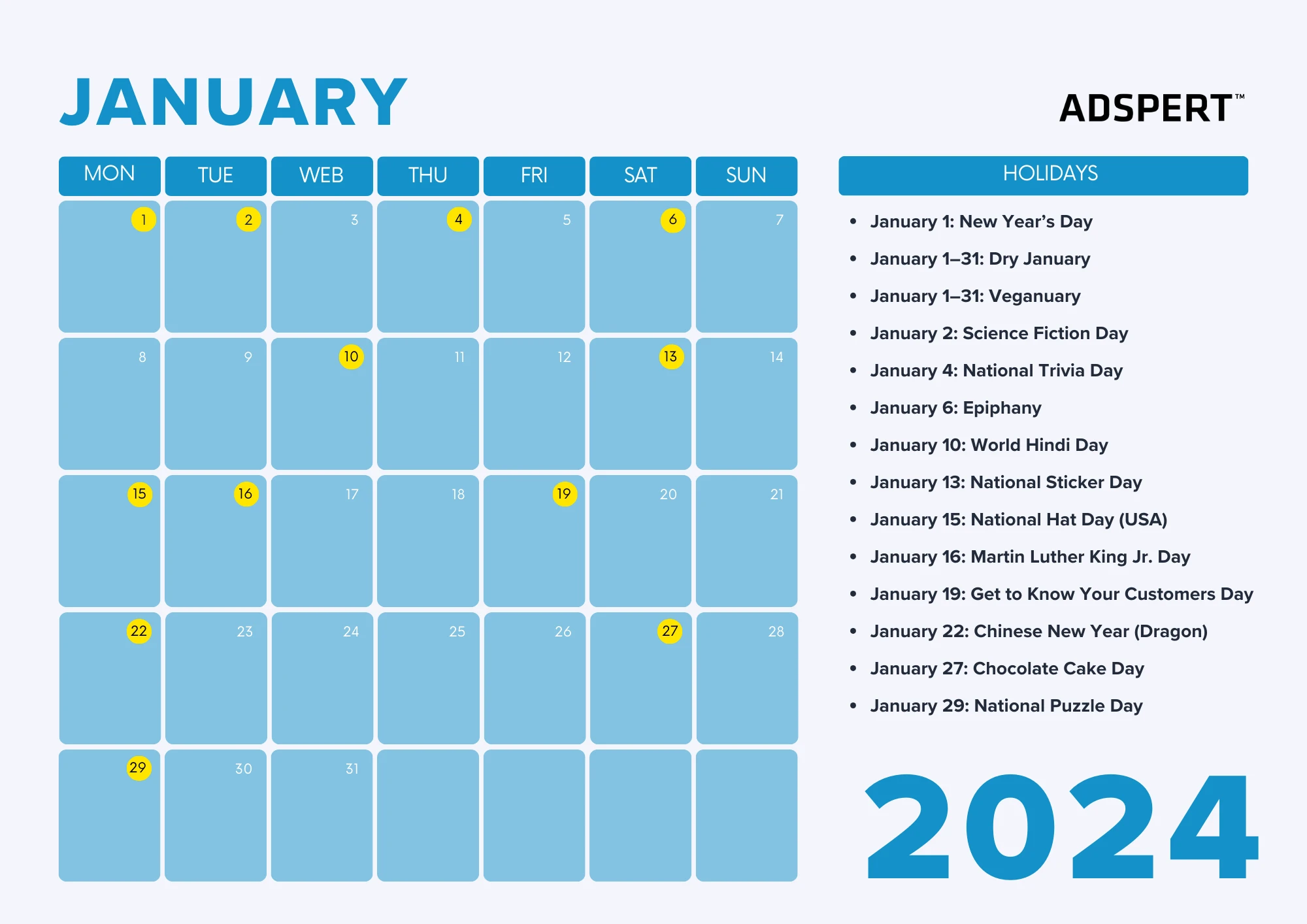 January Retail Calendar 2024