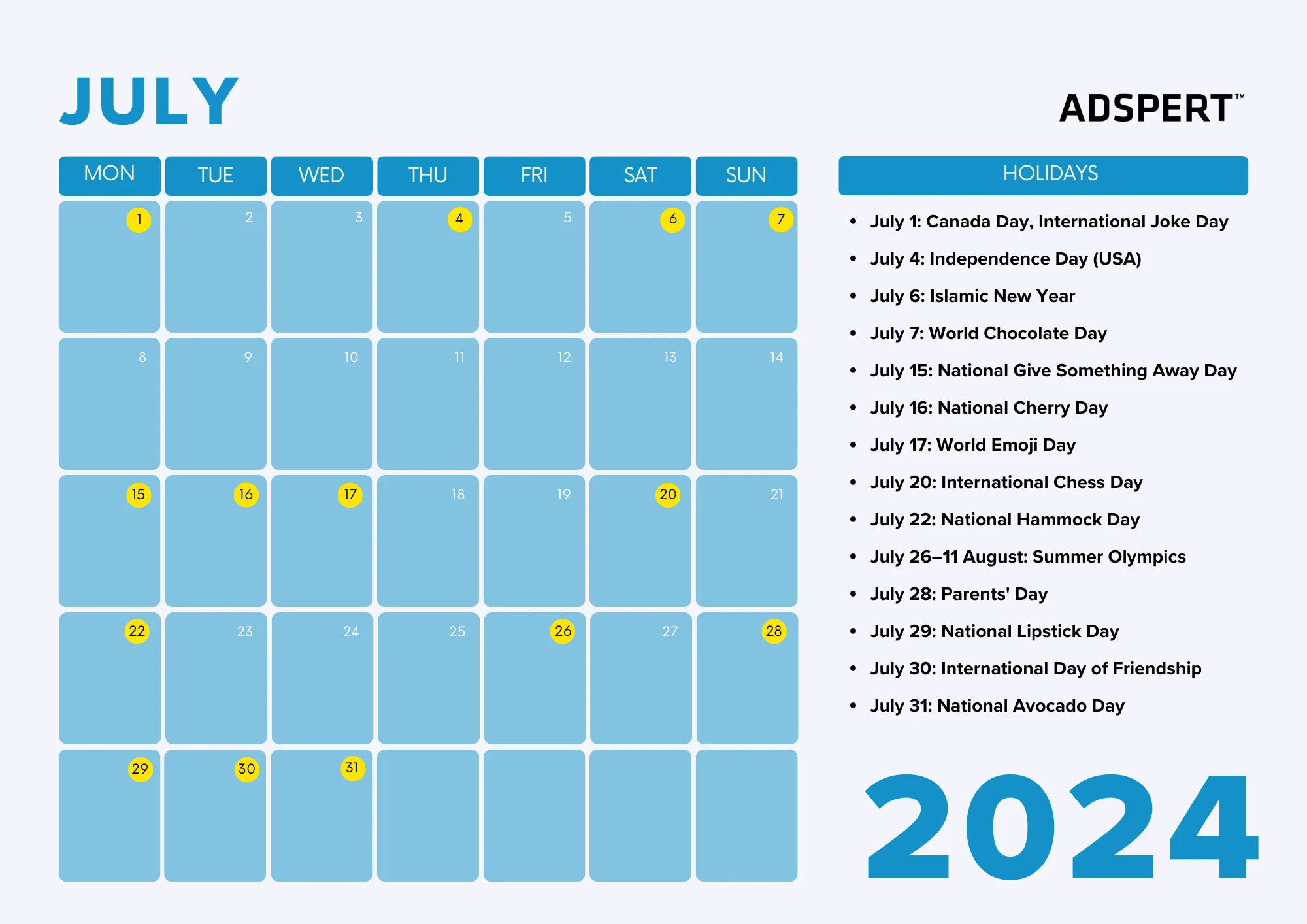 July Retail Calendar 2024