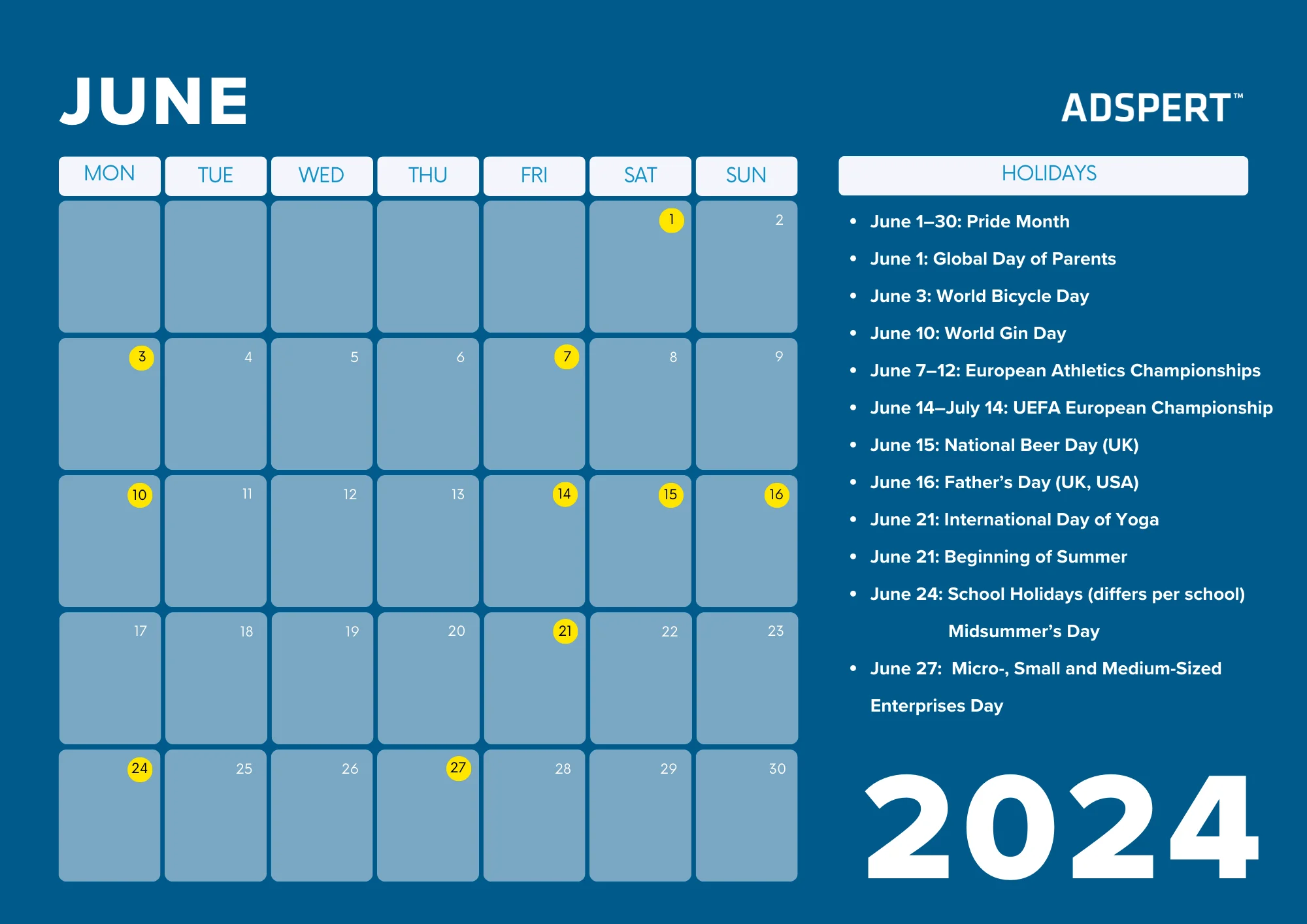 June Retail Calendar 2024