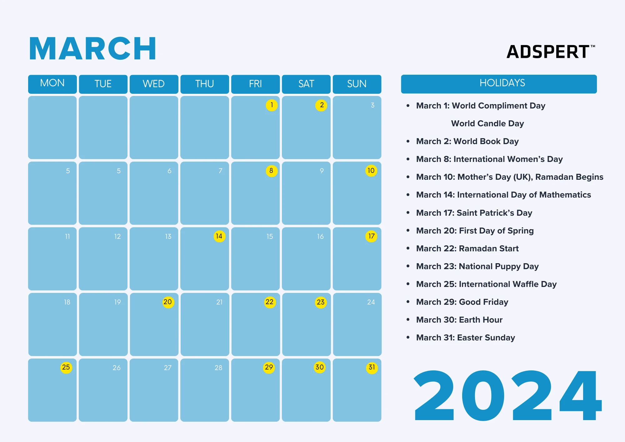 March Retail Calendar 2024