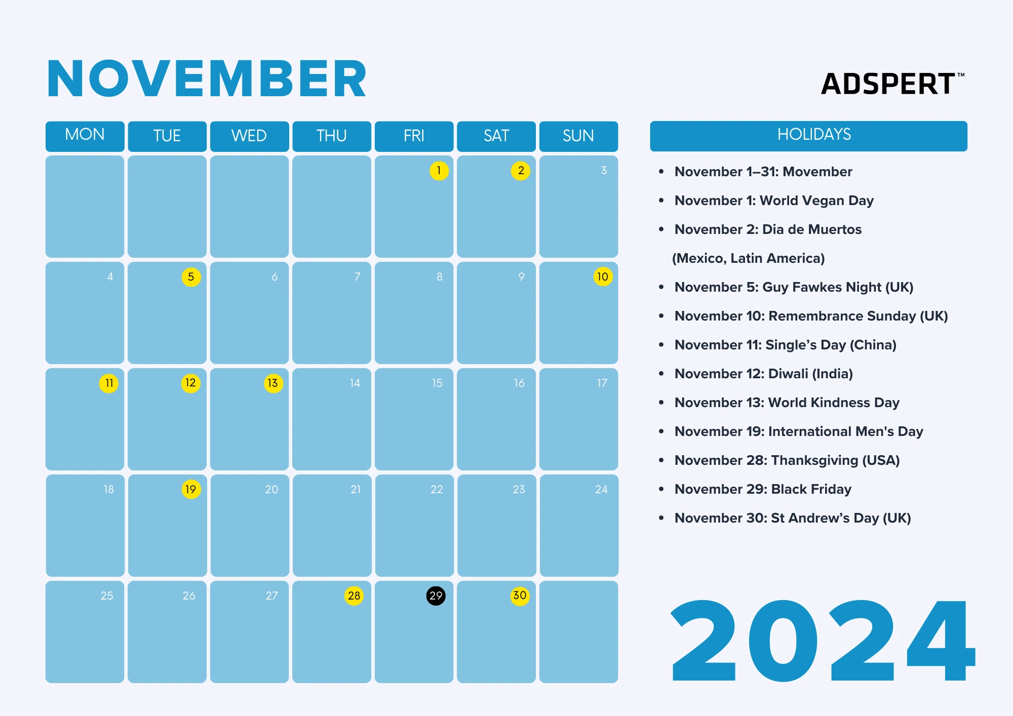 November Retail Calendar 2024
