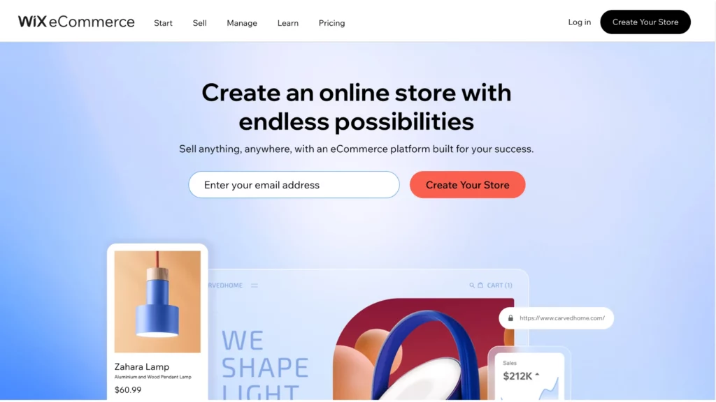 e-commerce-plattformen beispiele - Wix