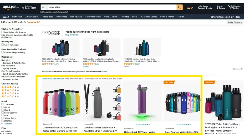 Amazon ads sponsored products