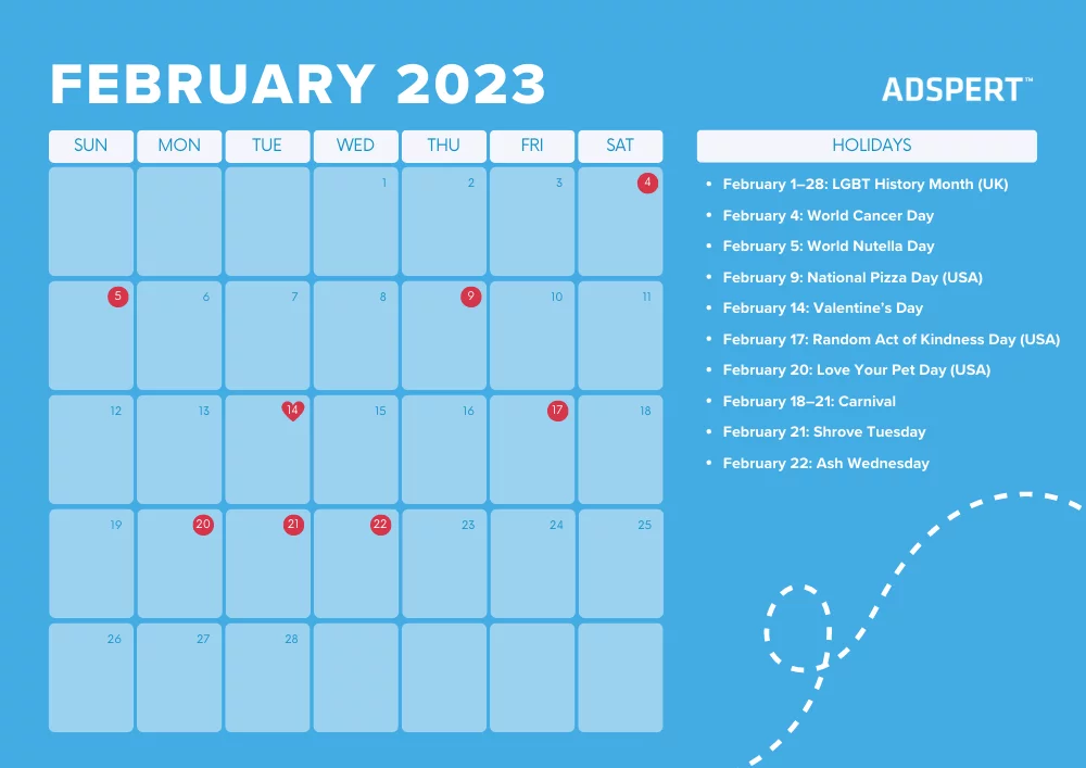 February Retail Calendar 2023 Adspert