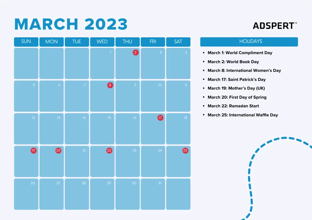 March Retail Calendar 2023 Adspert