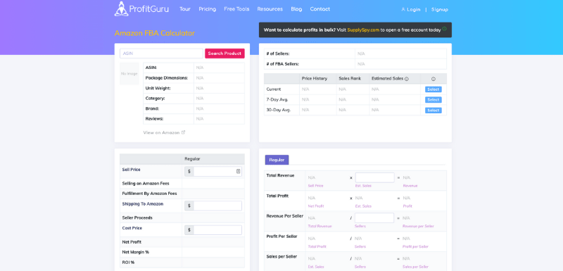 Profit Guru Amazon FBA Calculator