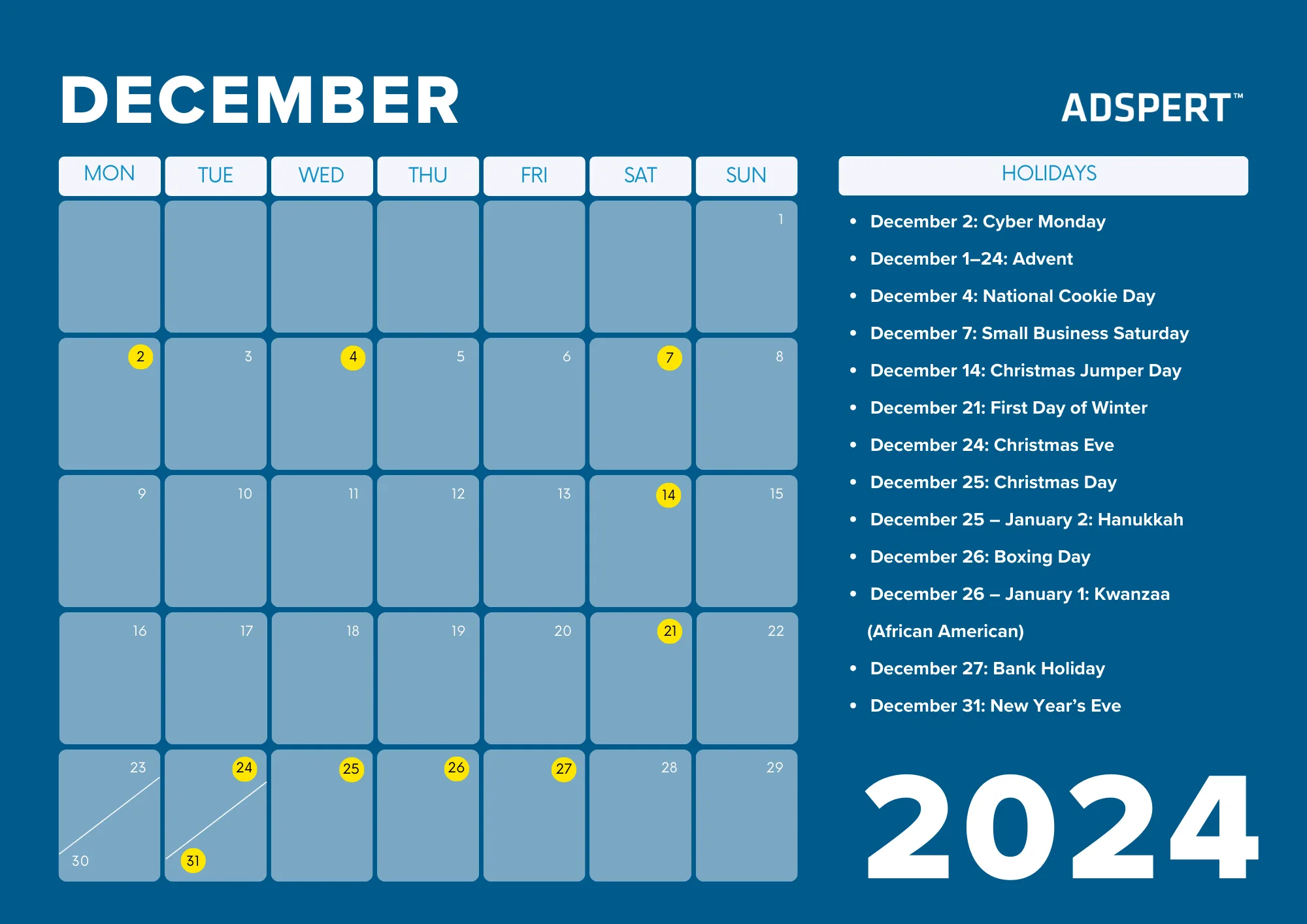 December Retail Calendar 2024