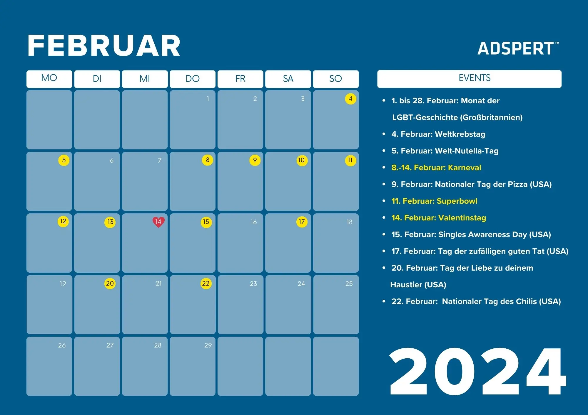 Februar Business Kalender 2024