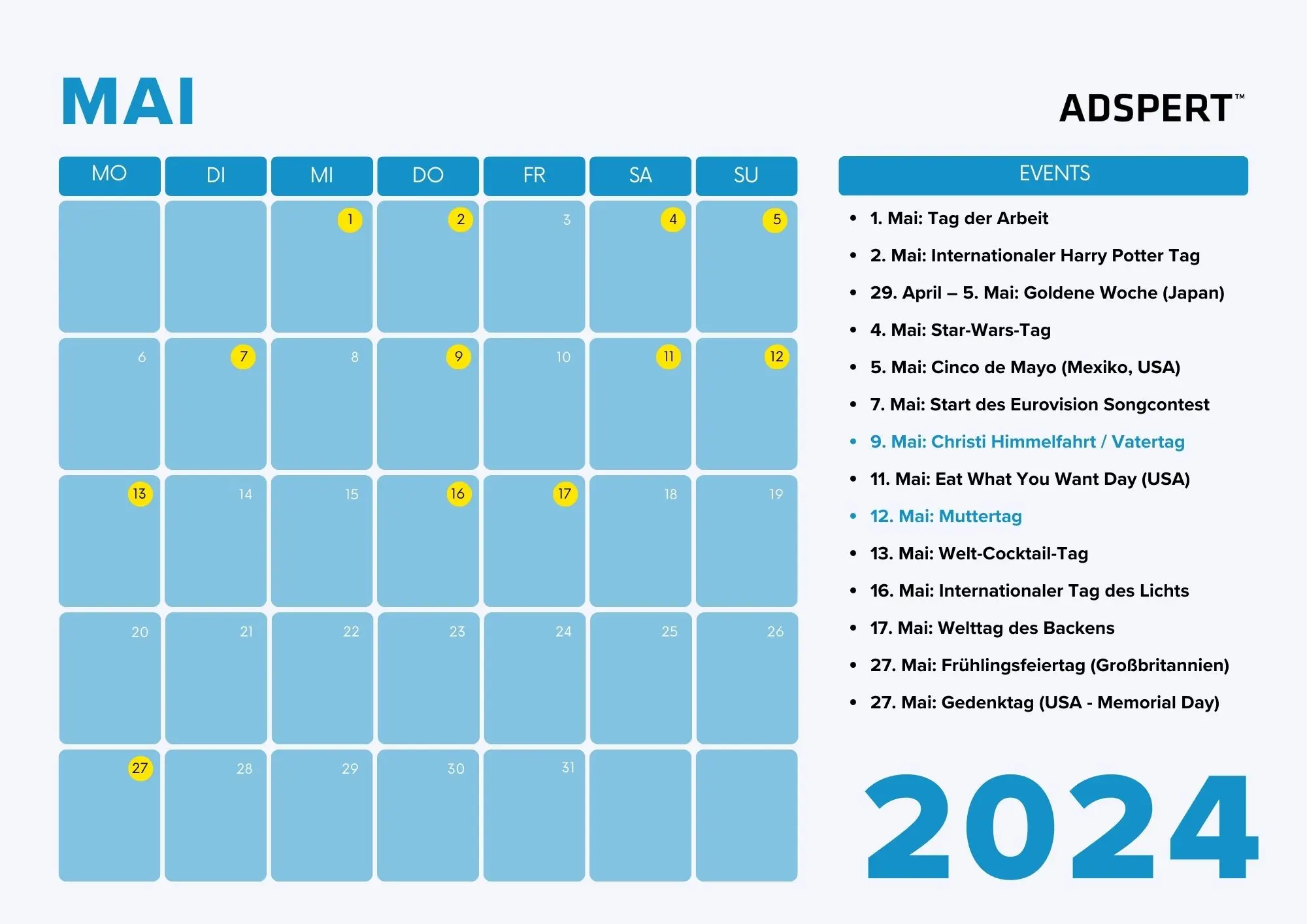 Mai Business Kalender 2024