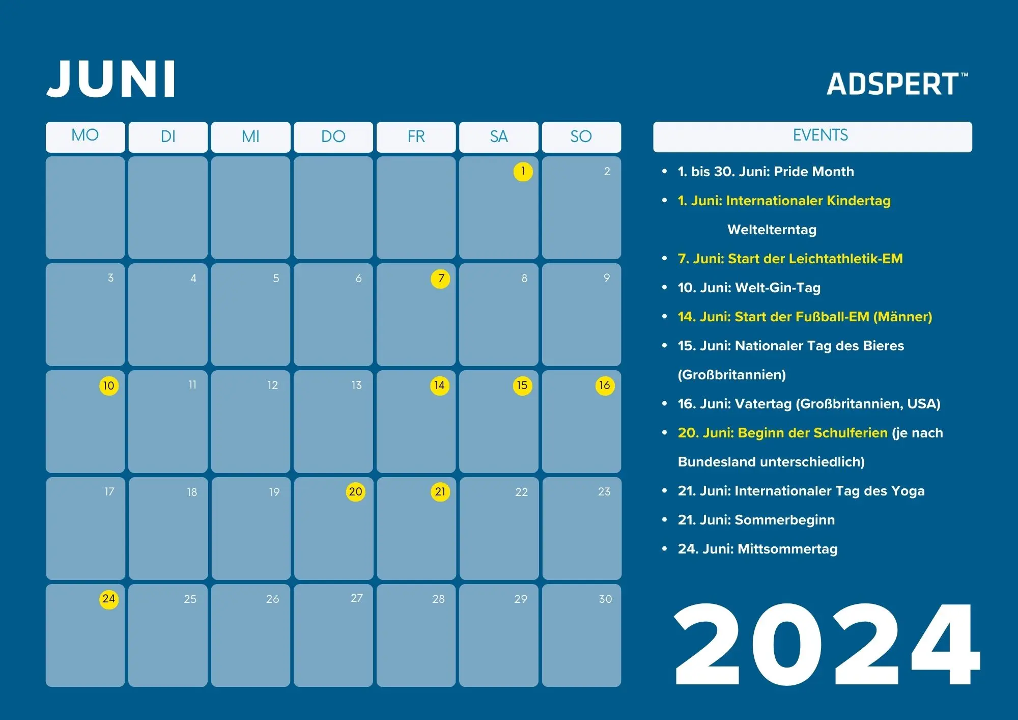 Juni Business Kalender 2024