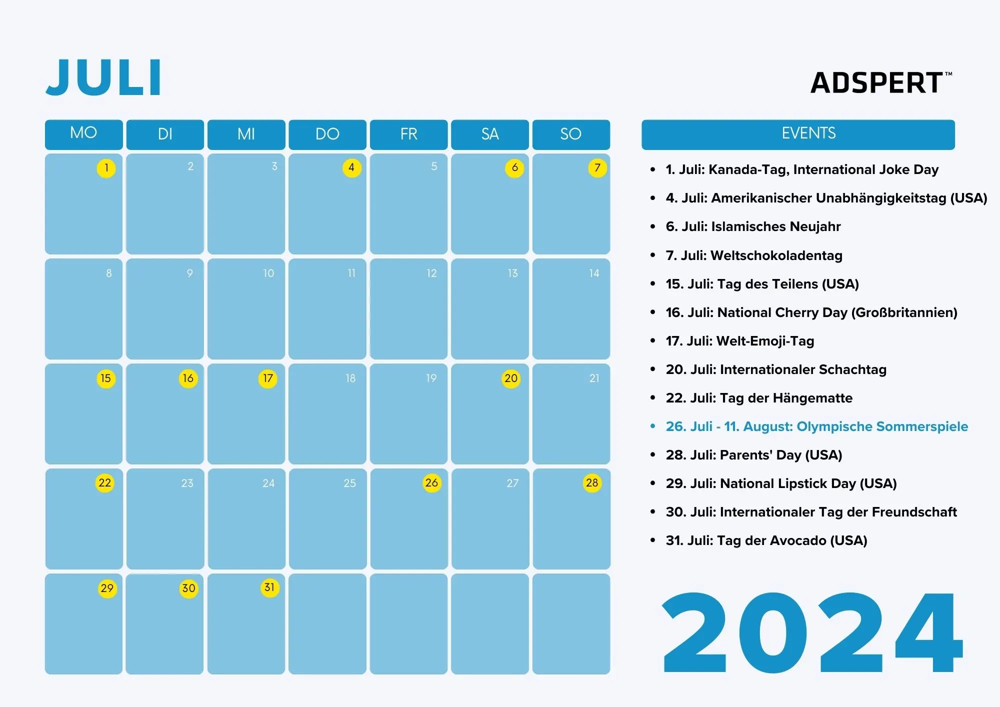 Juli Business Kalender 2024