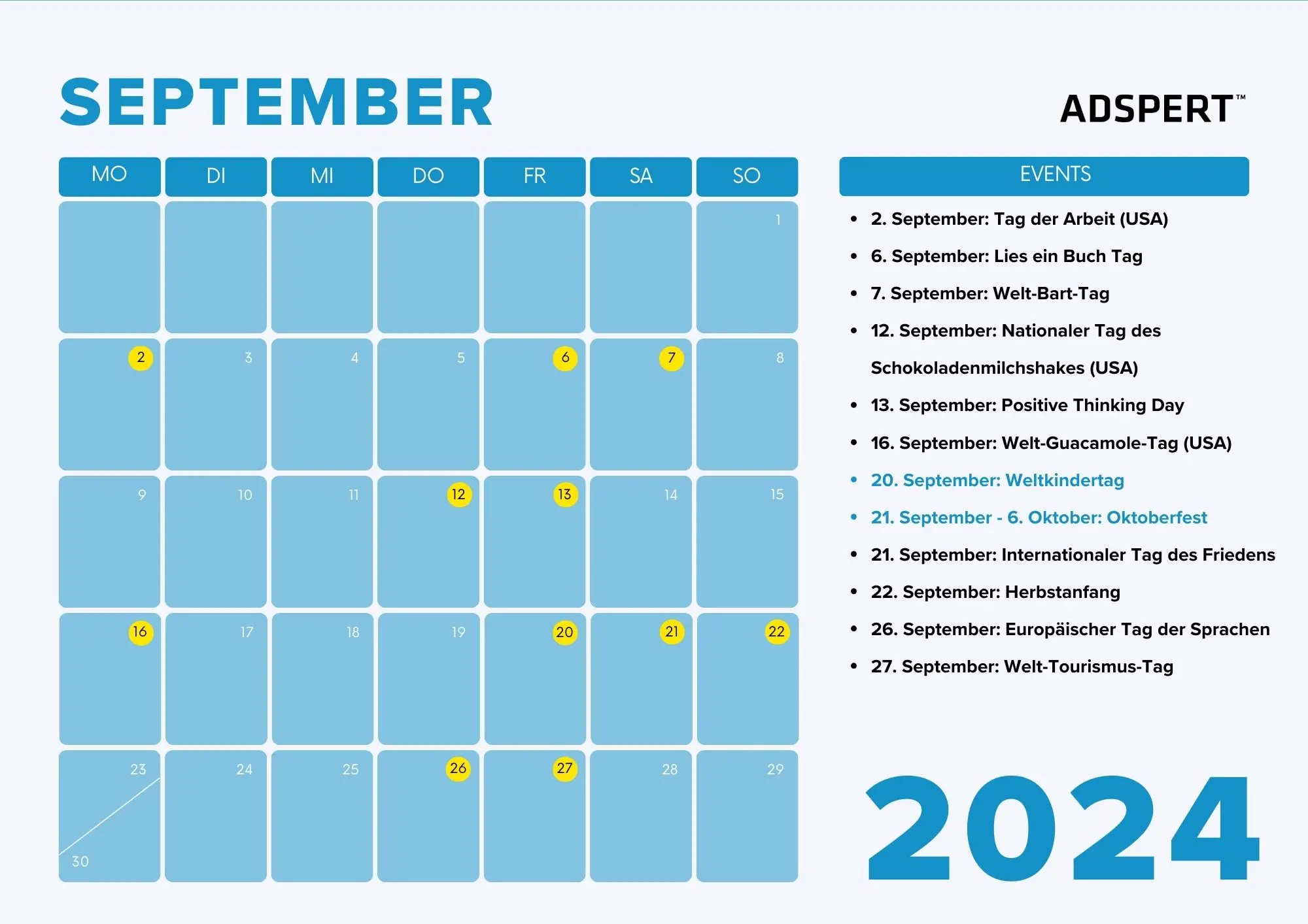 September Business Kalender 2024