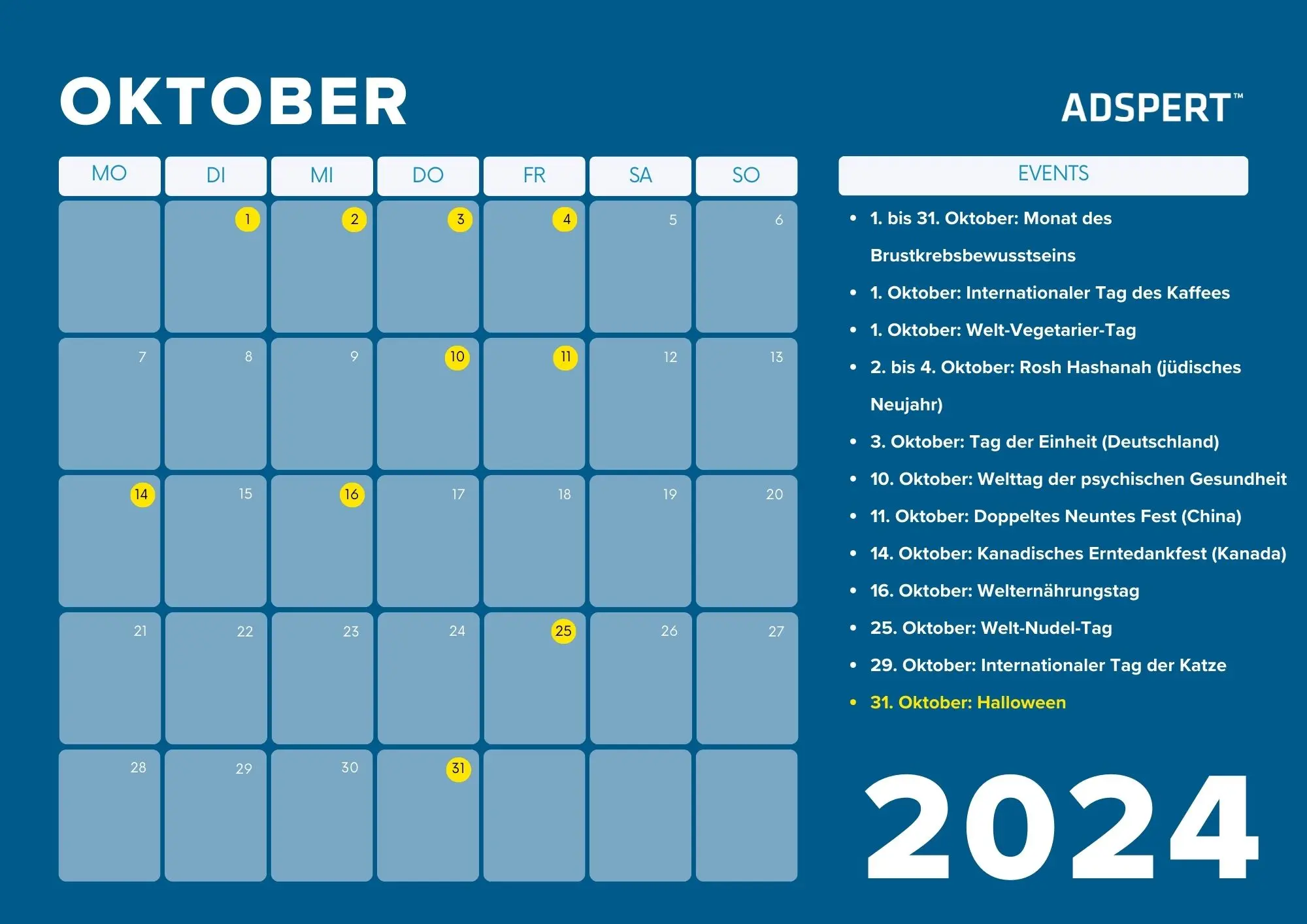 Oktober Business Kalender 2024