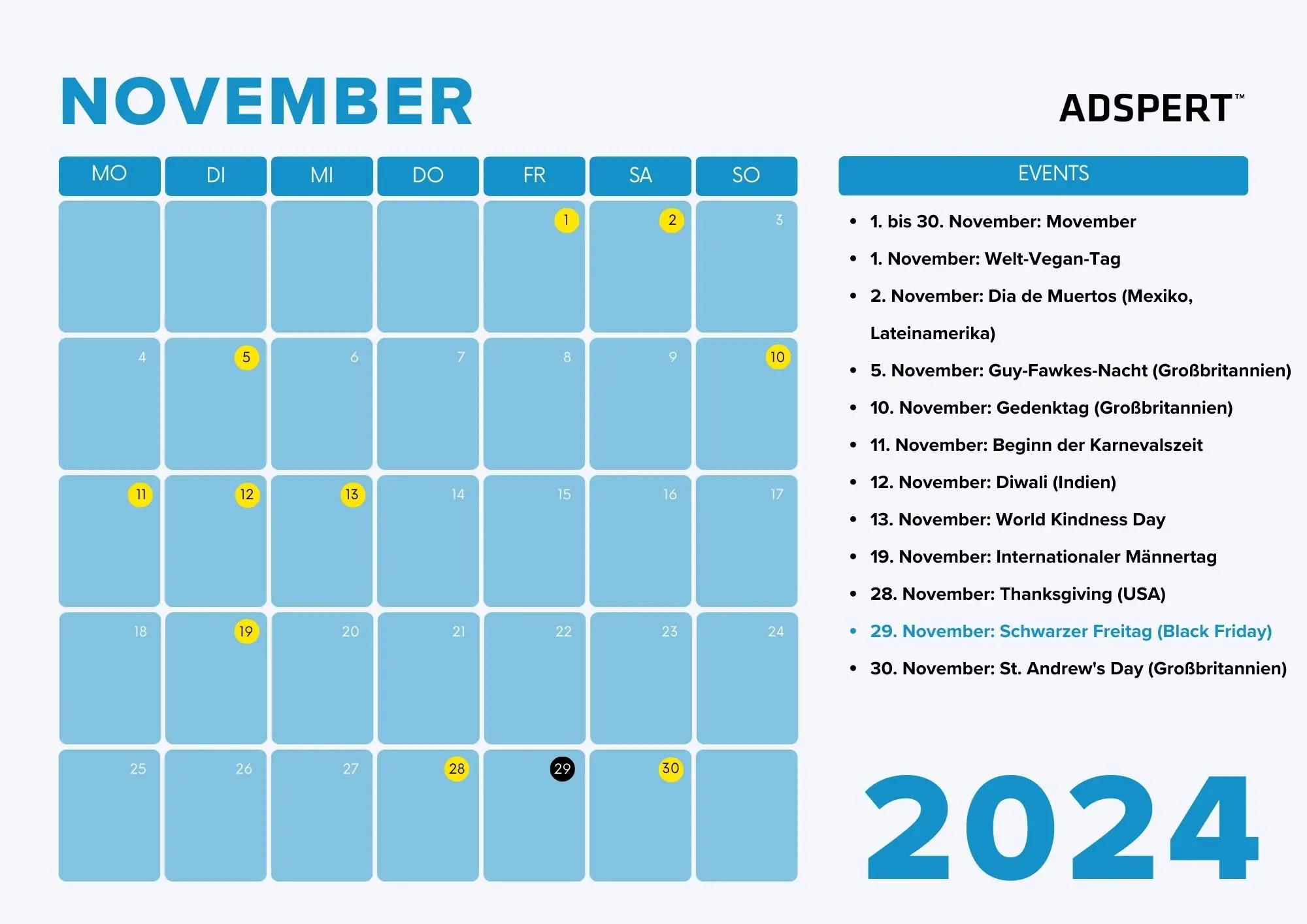 November Business Kalender 2024