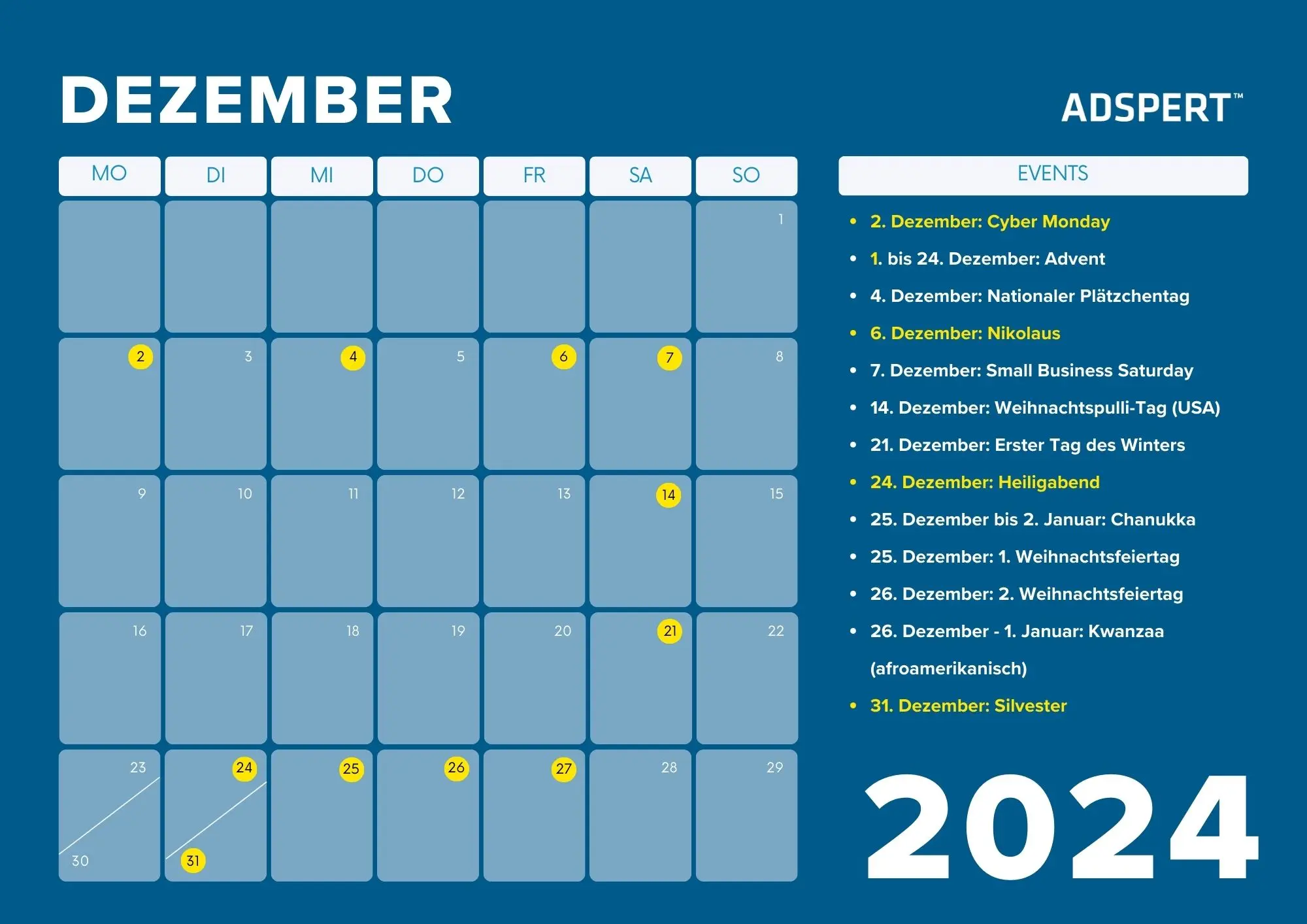 Dezember Business Kalender 2024